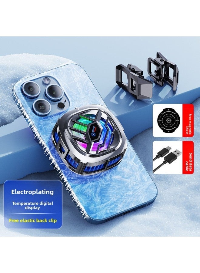 The X76 Mobile Phone Radiator Digital Display Three-gear Adjustment Semiconductor Frozen Refrigeration Hand Tour Live Fast Cooling-Color:X76 (plating)  - Image 1