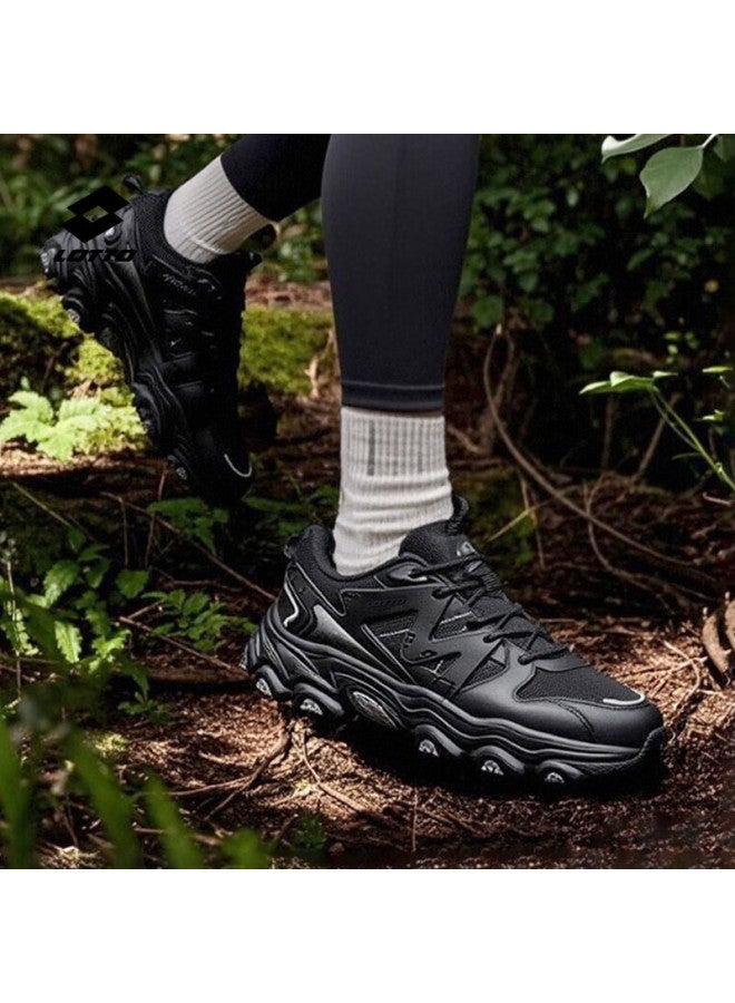 Lotto Men's Outdoor Hiking Shoes Autumn Sports Shoes Non-slip Wear-resistant Off-road Shock-absorbing Walking Shoes Black Size 39 - Image 1