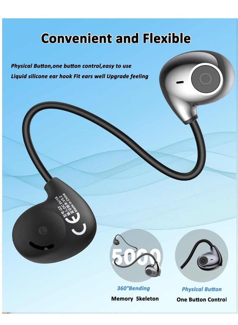 Captaintech Open Ear Bluetooth Headphones, Bluetooth 5.2 Wireless Headset Air Conduction Headphones, with Built-in Mic, 10 Hrs Playtime, Waterproof Sport Headset for Running, Cycling, Hiking, Driving (Black) - Image 4
