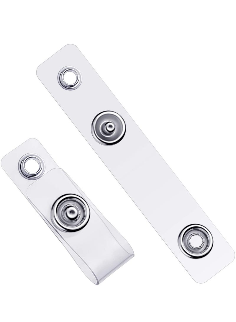 SOLARAE Badge Holder, Clear ID Plastic Strap with Snap and Eyelet Vinyl Clips for Card Lanyards, Key Rings  100 - Image 1