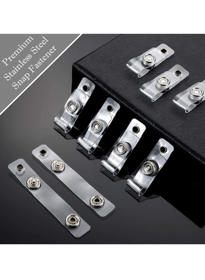 SOLARAE Badge Holder, Clear ID Plastic Strap with Snap and Eyelet Vinyl Clips for Card Lanyards, Key Rings  100 - Image 3