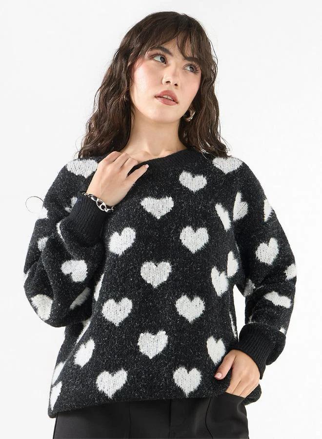 2Xtremz 2Xtremz Textured Sweater with Round Neck and Long Sleeves