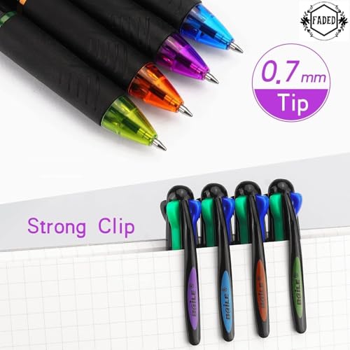 Faded 4-in-1 Multicolor Retractable Ballpoint Pens Pack | Smooth Writing 0.7mm Tip | Convenient Multi-Ink Pen Set for School, Office & Daily Use (Pack of 5) - Image 2