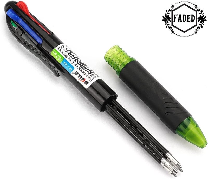 Faded 4-in-1 Multicolor Retractable Ballpoint Pens Pack | Smooth Writing 0.7mm Tip | Convenient Multi-Ink Pen Set for School, Office & Daily Use (Pack of 5) - Image 5