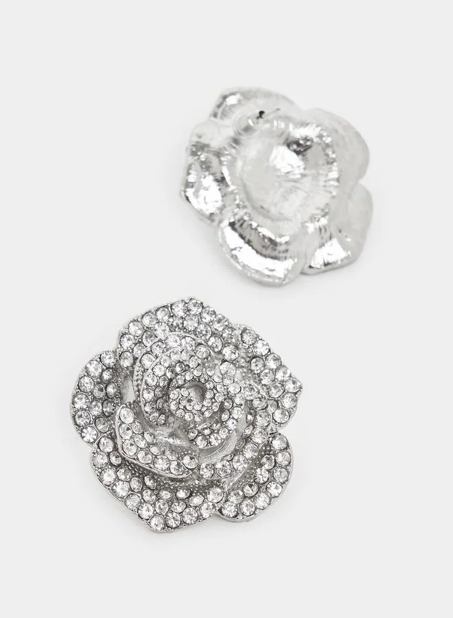 Styli Embellished Floral Earrings