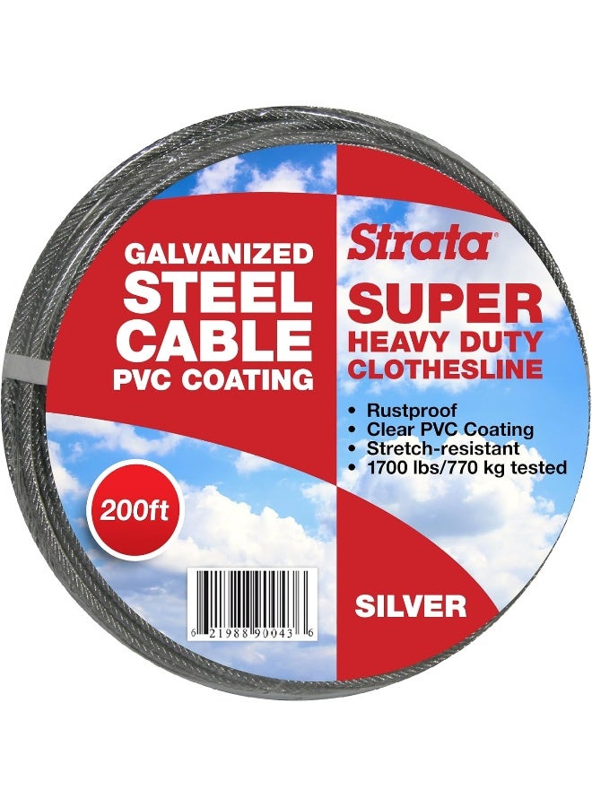 Strata 200 Feet Clothesline Outdoor Heavy Duty Galvanized Wire Steel Cable, Silver PVC Coating - Clothes Line Wires for Outside Laundry Drying - Image 5