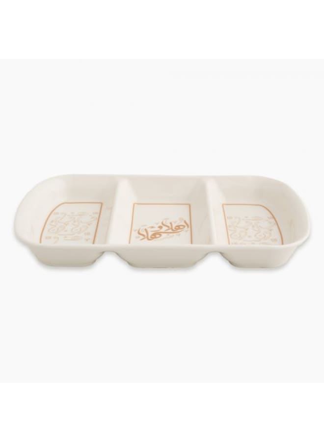 Zinnia Rosa By Zinnia  Ahlan W Sahlan 3-Compartment Rectangular Serving Dish – Gold Porcelain
