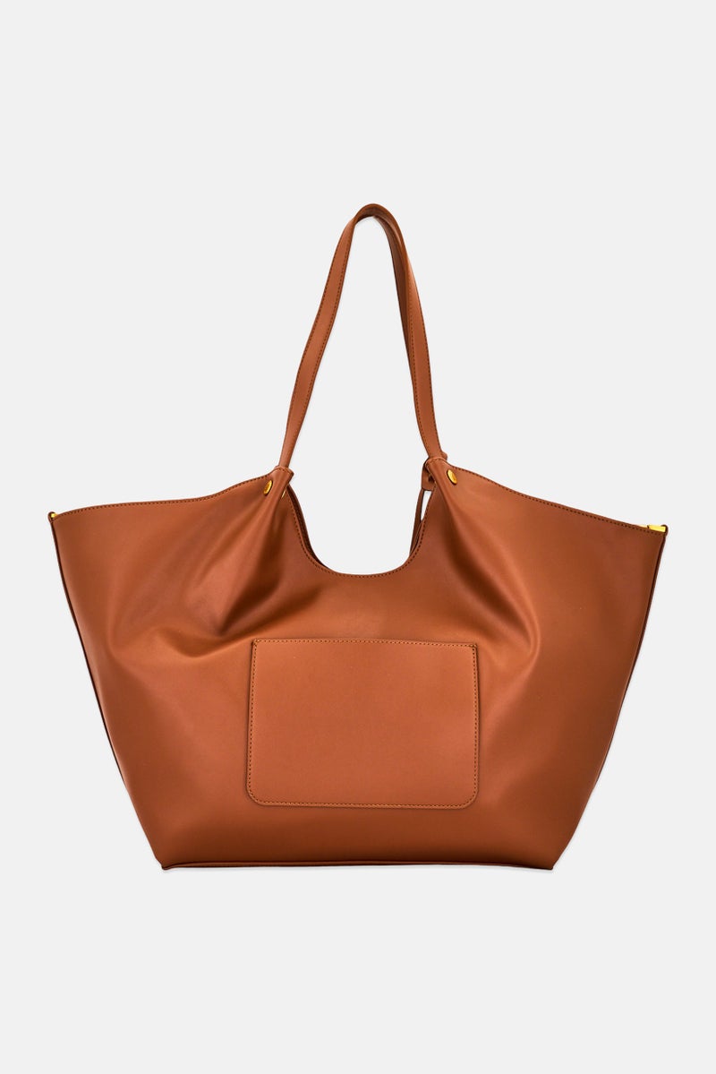 Gino Rossi Women Brand Logo Tote Bag, Brown - Image 3