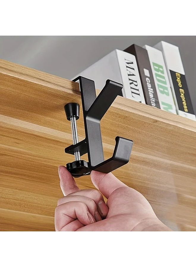 ترقية خطاف مزدوج الطبقات أسود قابل للتعديل حافة الطاولة خطاف لا حفر منظف التعليق - Image 2