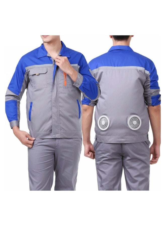 DubaiGallery Men's Summer Cooling Work Jacket with Dual Turbo Fans, USB Rechargeable Airflow System, Breathable Cotton Blend Fabric, Lightweight Industrial Safety Wear for Construction, Warehouse, Gardening, Factory, Workshop and Outdoor Activities - Image 3