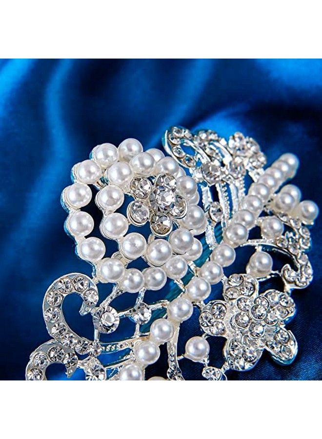 ROFIFY Pearls Crown Comb Tiara Audrey Hepburn Holly Golightly Hair Piece Costume Style Crystal Silver Plated Inspired By Breakfast At Tiffany'S - Image 5