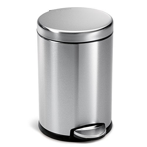 simplehuman Round Step Trash Can, Fingerprint-Proof Brushed Stainless Steel, 4.5-Liter /1.2-Gallon - Image 1