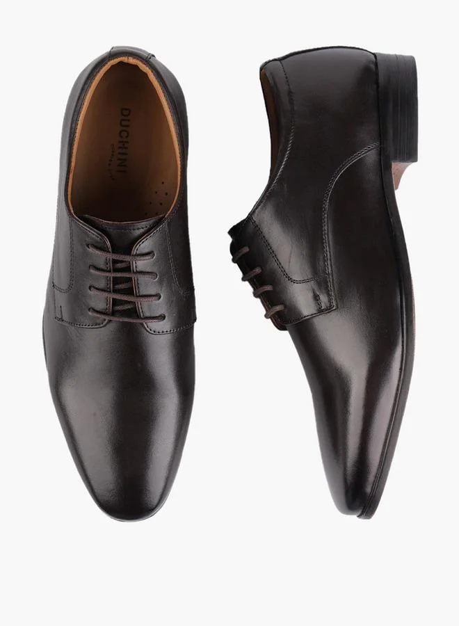 Duchini Men Leather Lace-Up Derby Shoes