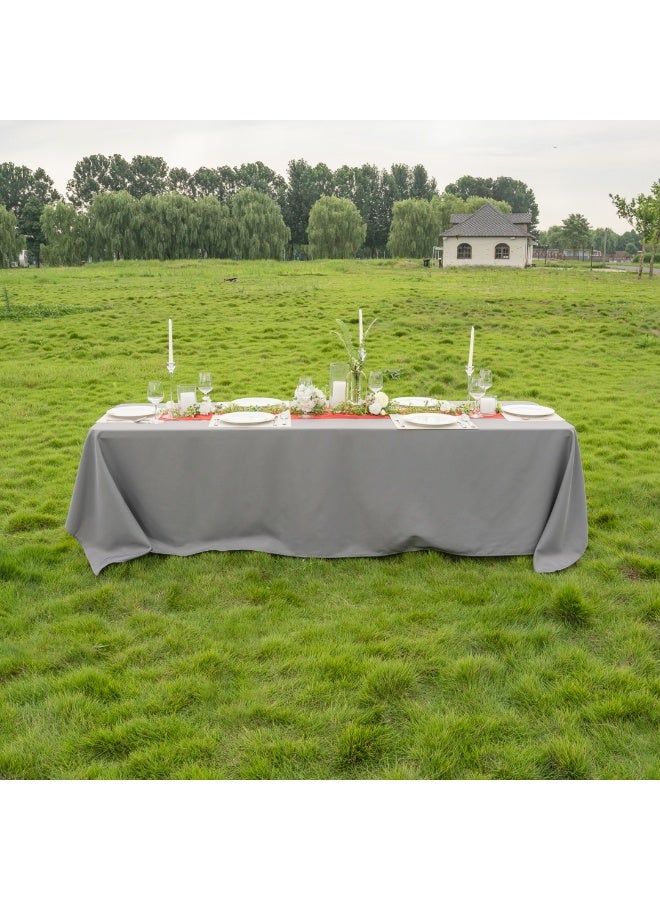 Restaurantware Table Tek 90 x 132 Inch Table Covers, 10 Rectangle Wedding Tablecloths - Washable, Wrinkle-Free, Gray Polyester Banquet Tablecloths, Hemmed, For Parties, Holidays, or Buffets  - Image 3