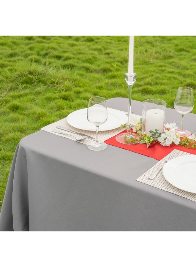 Restaurantware Table Tek 90 x 132 Inch Table Covers, 10 Rectangle Wedding Tablecloths - Washable, Wrinkle-Free, Gray Polyester Banquet Tablecloths, Hemmed, For Parties, Holidays, or Buffets  - Image 5