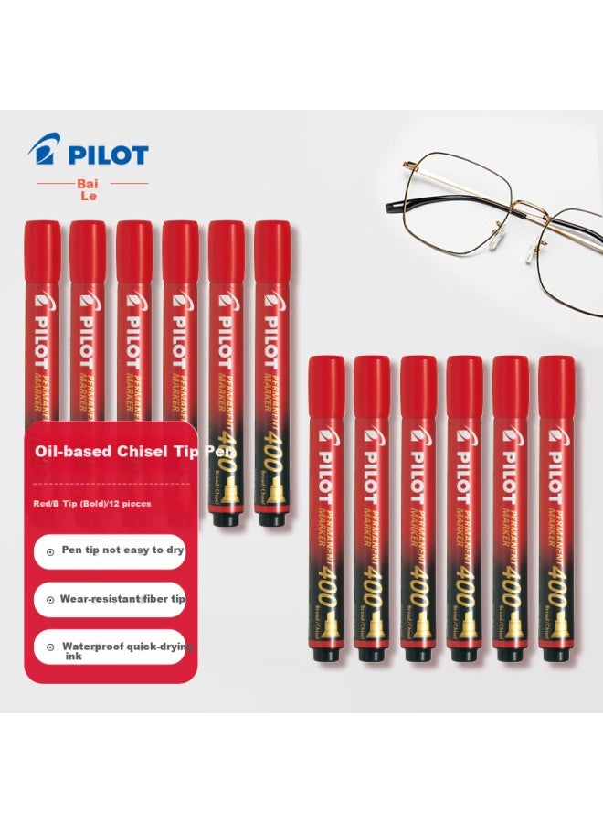 Pilot Oil-Based Marker Pen Sca-400 Bullet Tip Red 12-Pack - Image 1