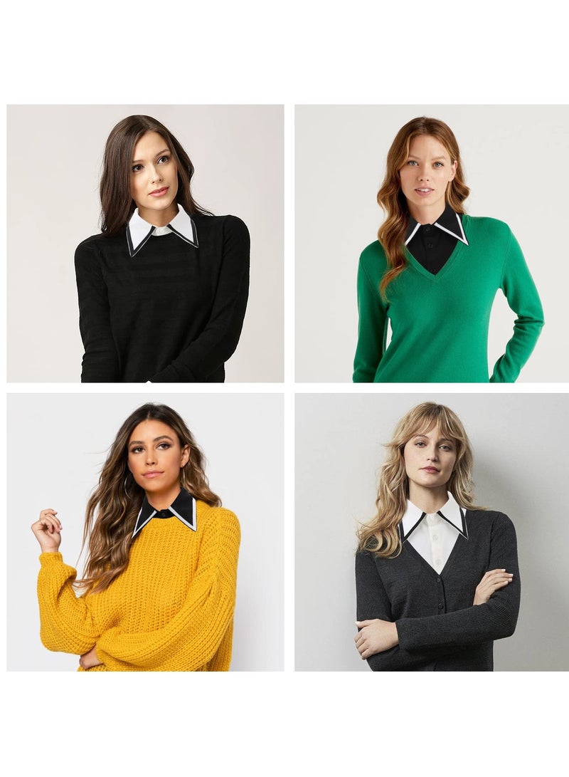 Detachable Dickey Collar for Women, Stylish Half Shirt Blouse, Chiffon Fake Collar in White and Black for Girls and Women, Versatile Fashion Accessory. - Image 2