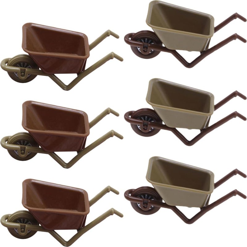 VICASKY 6pcs Miniature Wheelbarrow Model Mini Plastic Cart Realistic Dollhouse Wheelbarrow for Landscape Garden and Crafts Realistic Mini Farm Tool for Display - Image 1