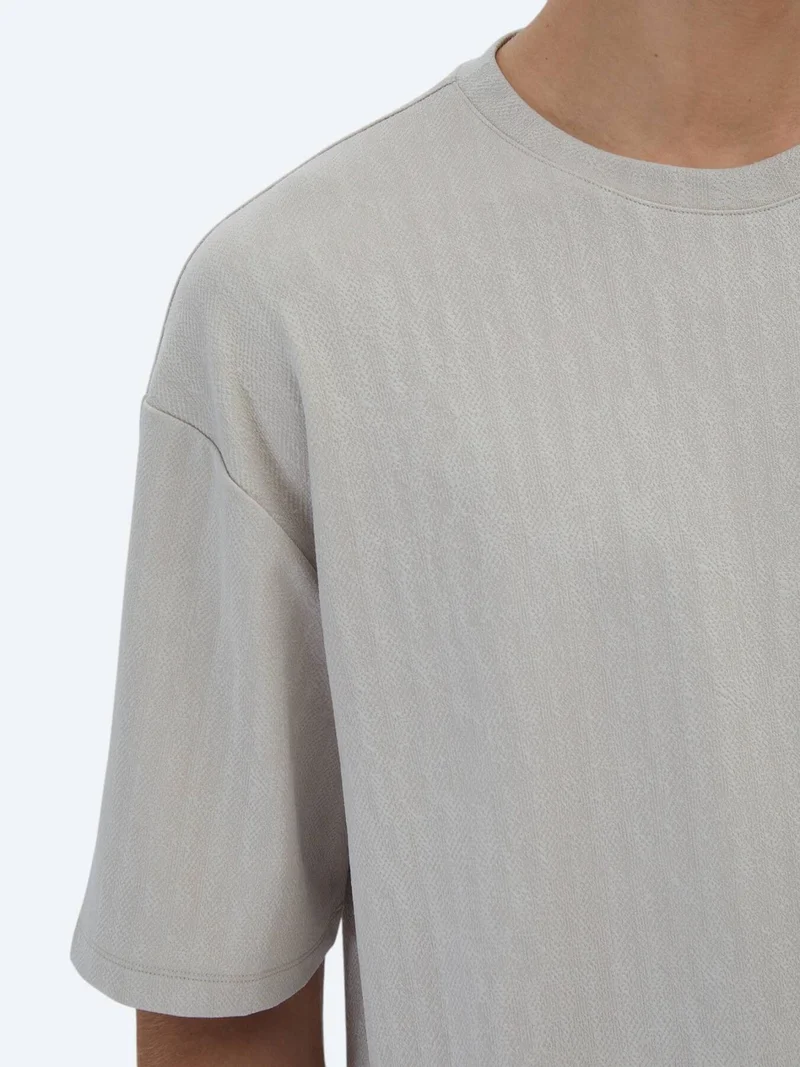 Kip Beige Patterned Crew Neck T-Shirt