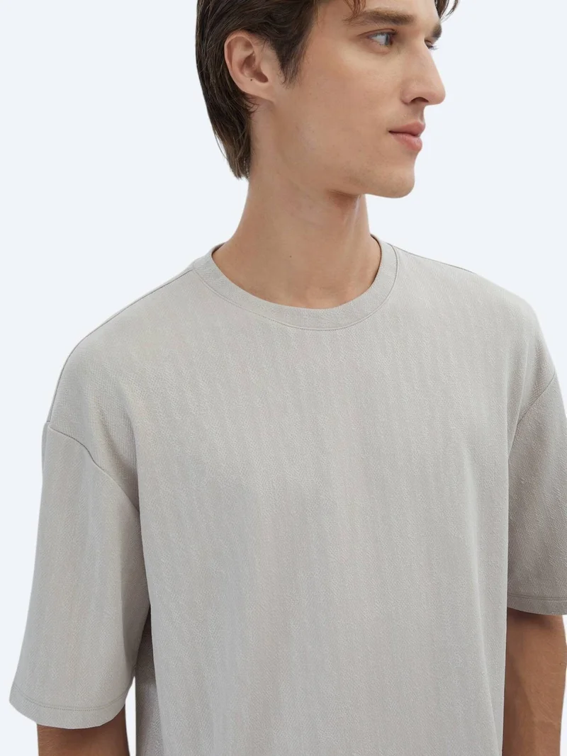 Kip Beige Patterned Crew Neck T-Shirt