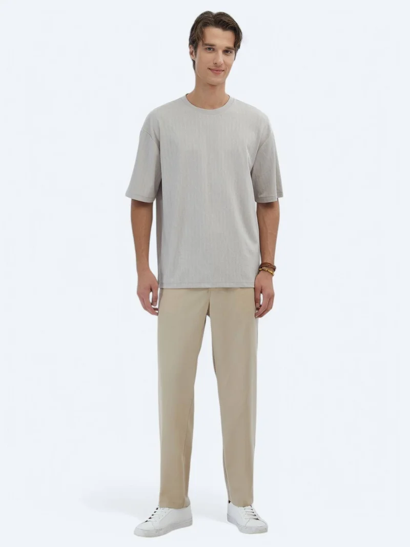 Kip Beige Patterned Crew Neck T-Shirt
