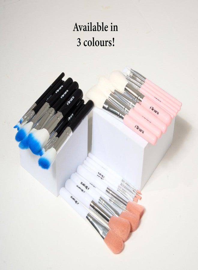 Minara Makeup Brush Set Of 10 With Easy To Carry Pouch (Black) | Travel Size Cosmetic Brushes Kit For Face Foundation Brush Eyeshadow With Storage | Makeup Pouch For Women | - Image 5