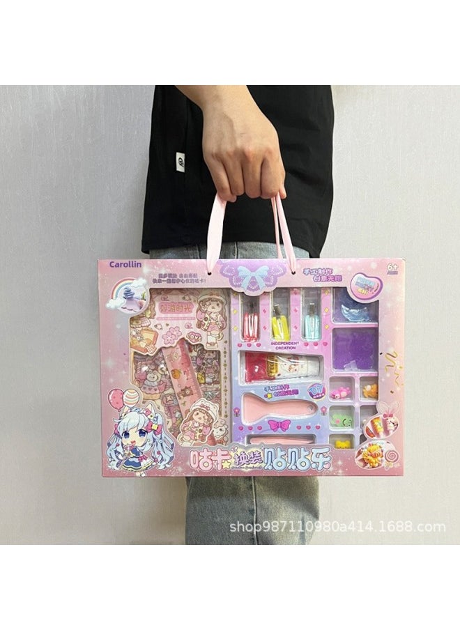 Girl's Hand Account Suit Diy Goo Card Sticker Hand Account Full Set Gift Box Student Training Class Gift Girl Gift-Color:8052-40 Medical Tools Station (mixed Colors) [28*12*35cm]  - Image 3