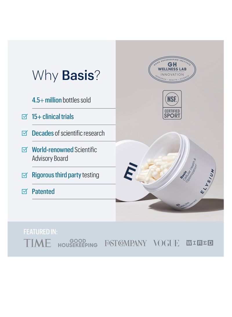 Elysium Basis NAD Plus Supplement 30 Servings - with Nicotinamide Riboside 250mg and Pterostilbene 50mg - Healthy Aging Supplement & Cellular Energy - Image 3