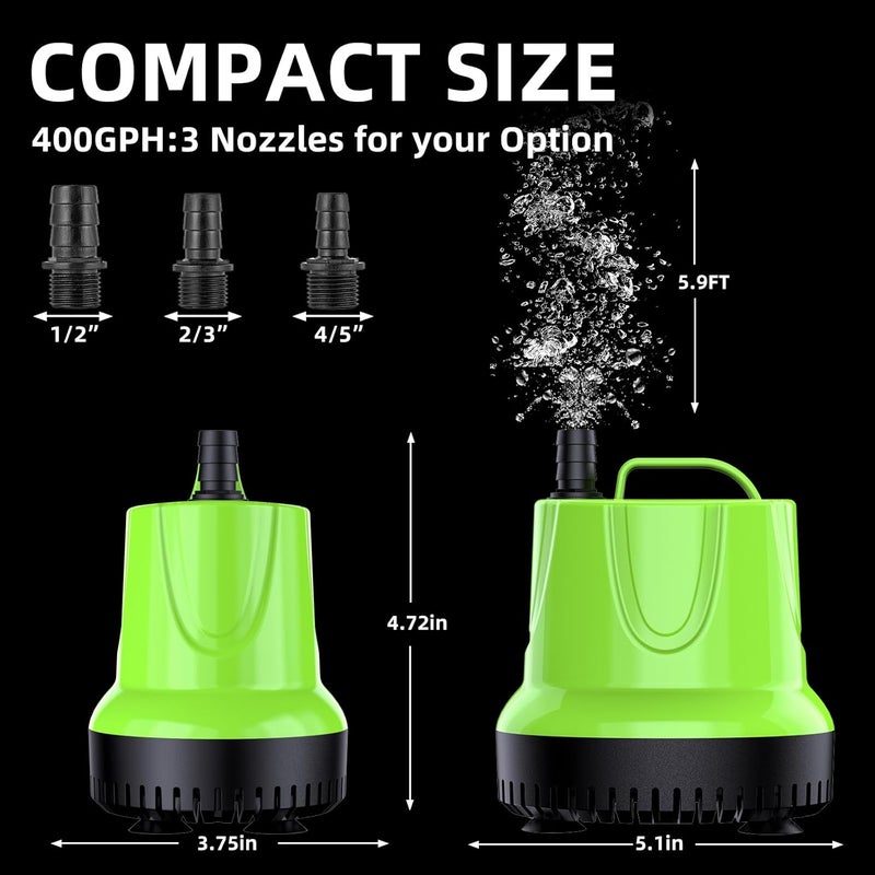 FREESEA Fountain Submersible Water Pump: 330 GPH 25W Small Sump Pump for Outdoor Pond Hydroponic Statuary Waterfall Aquarium Fish Tank - Image 3