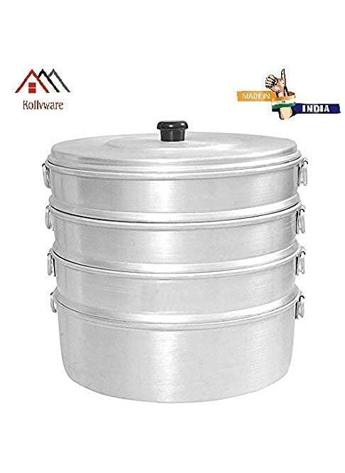 ROLLYWARE ROLLYWARE Premium Aluminium Momos Maker Steamer with Handles Durable 4 Tier Steamer for Cooking Suitable for Home Hotels Restaurant and Business No 10 Capacity 8 litres Silver  - Image 5