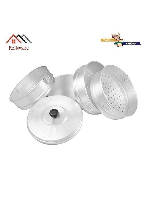 ROLLYWARE ROLLYWARE Premium Aluminium Momos Maker Steamer with Handles Durable 4 Tier Steamer for Cooking Suitable for Home Hotels Restaurant and Business No 10 Capacity 8 litres Silver  - Image 4