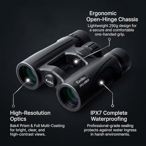 Kenko 10x26 Binoculars SG EX OP WP - High Power Compact Binoculars from Trusted Japanese Brand, Waterproof for Wildlife Viewing & Travel - Portable One-Hand Focus 012222 - Image 2