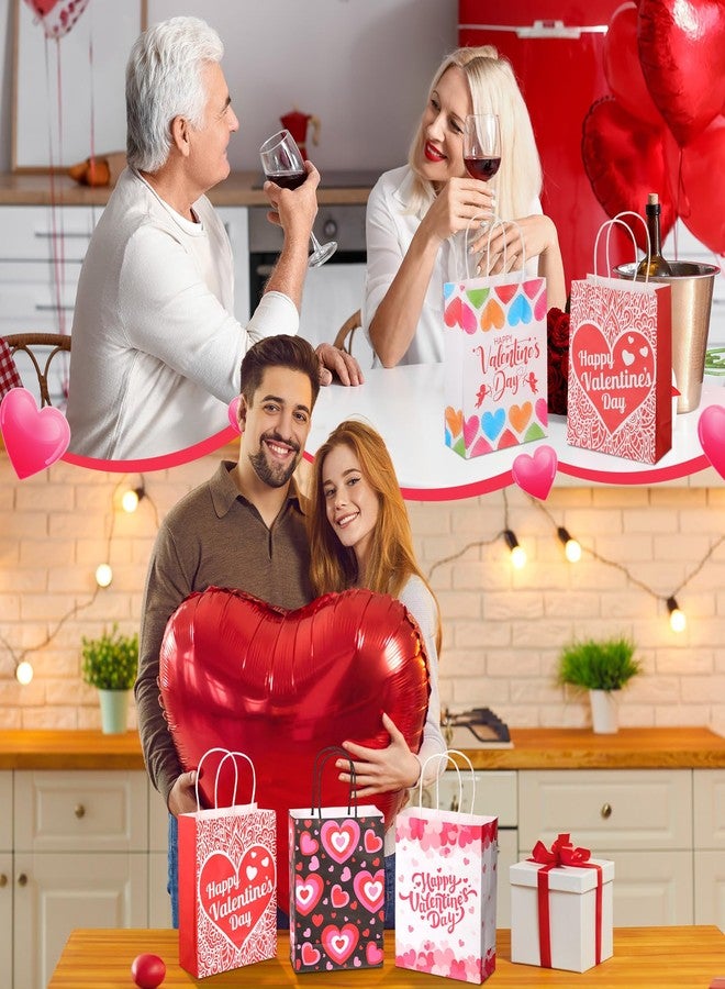Chivertion 100 Pcs Valentine's Day Gift Bags Bulk 7 x 3 x 9 Valentines Goodie Bags with Handles Valentines Heart Love Paper Bags for Valentine Party Favors Exchange Novelty Gift Wrapping, 10 Styles - Image 3
