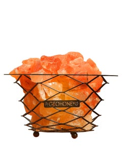 GEOHONEY Geohoney - Himalayan Salt Lamp with Cross Iron Bars  - Image 1