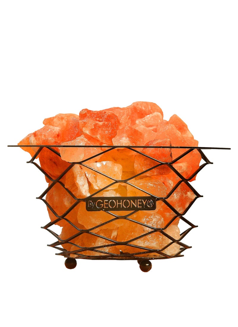 GEOHONEY - Geohoney - Himalayan Salt Lamp with Cross Iron Bars - Image 1