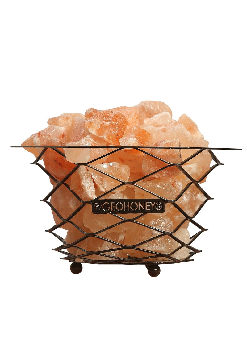 GEOHONEY - Geohoney - Himalayan Salt Lamp with Cross Iron Bars - Image 1