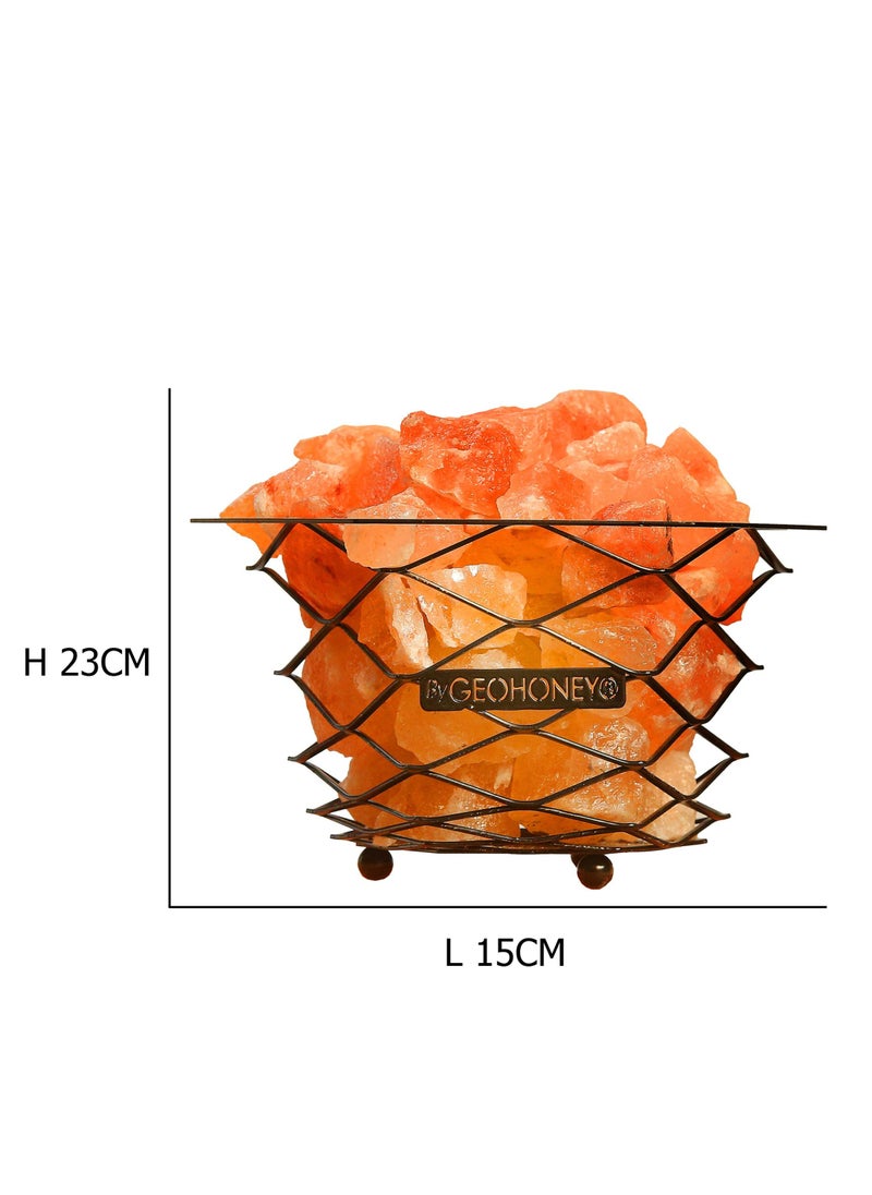 GEOHONEY - Geohoney - Himalayan Salt Lamp with Cross Iron Bars - Image 1