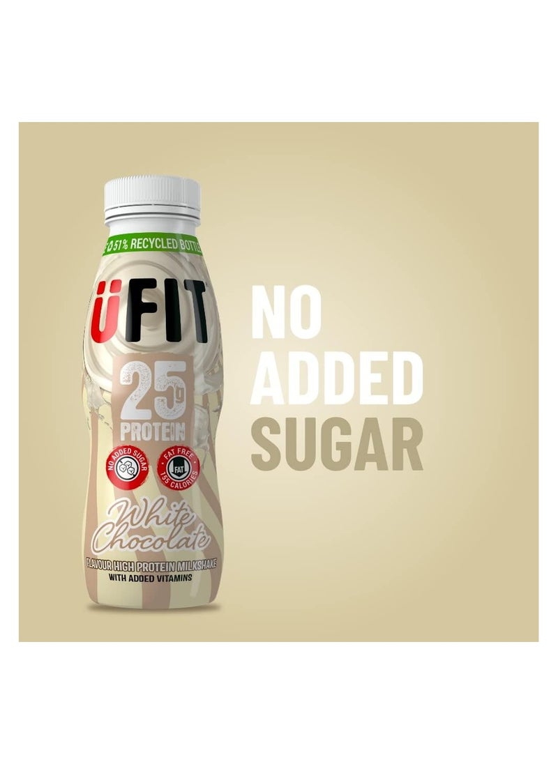 UFIT - UFIT High Protein RTD Shake, No Added Sugar, Low Fat, White Chocolate Flavour Ready to Drink, 10 x 330 ml - Image 1