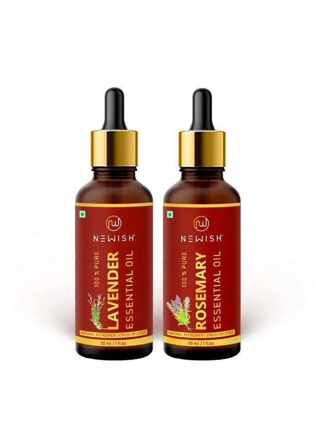 Newish Rosemary & Lavender Essential Oil For Hair Skin & Diffuser 30Ml Each  - Image 1