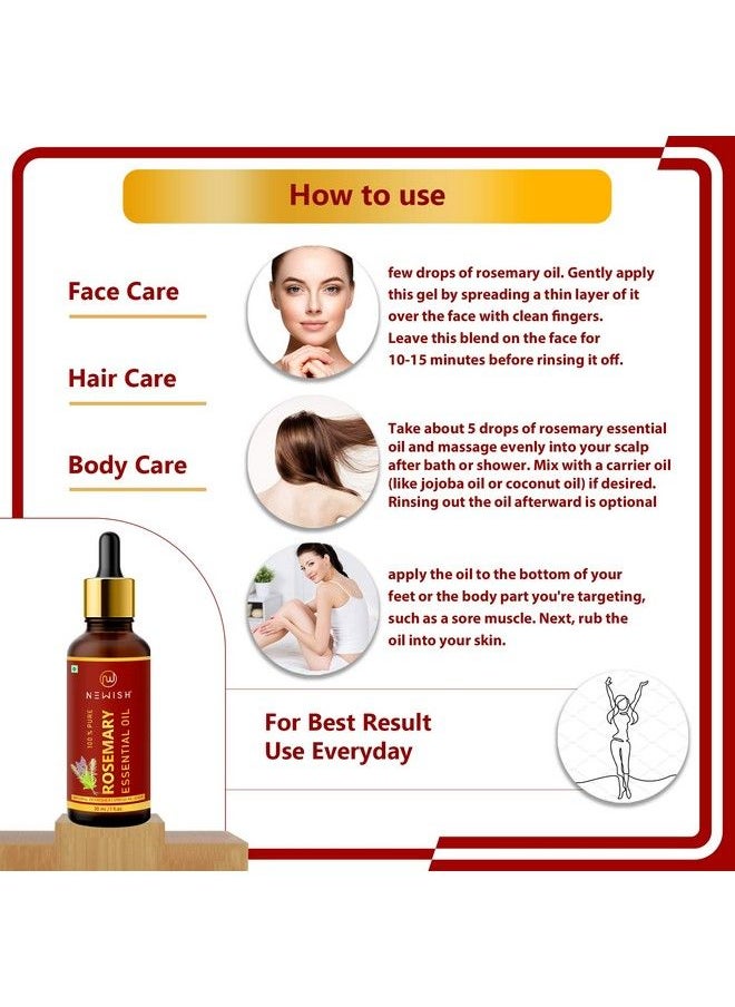 Newish Rosemary & Lavender Essential Oil For Hair Skin & Diffuser 30Ml Each  - Image 4