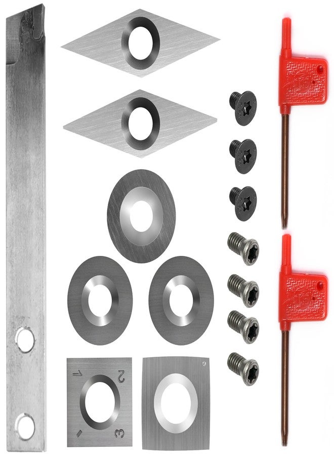 Asieg Tool AT-07 Carbide Turning Tipped Inserts 8pcs Cutters Set for Indexable Lathe Turning Tool Insert Replacement of Round 16mm 12mm, Square 14mm 15mm, Diamond 28mm 32mm, Carbide Parting Cutter，Fit for AT07 - Image 1