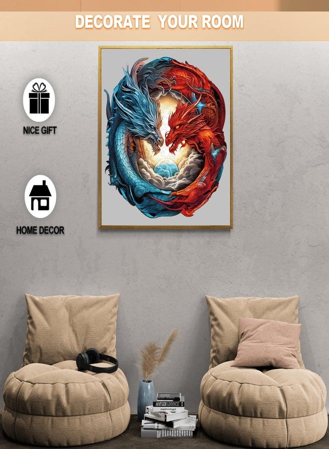 WOODBESTS Wooden Puzzle for Adults, Yin-Yang Dragon Puzzle (M, 200pcs, 11.3"x10.9") Beautiful Wooden Box, Wooden Jigsaw Puzzles Unique Shape, Birthday Gifts for Adults and Kids Family Game - Image 5