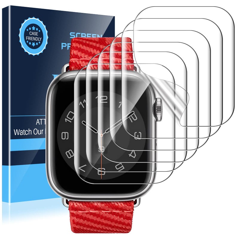LK 6 Pack Apple Watch Series 9 Series 8 Series 7 41mm Screen Protector, [Self-Healing] TPU Film, Anti-Scratch, Ultra-Thin Screen Protector Designed for iWatch 9/8 / 7 41mm, Clear - Image 1
