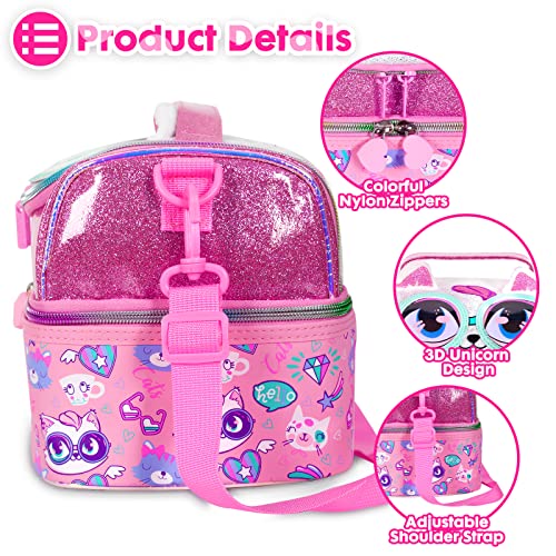 YOYTOO Kids Double Decker Cooler Insulated Lunch Bag, Back to School Large Meal Tote for Boys, Girls, Men, Women, with Adjustable Strap, Cat - Image 4