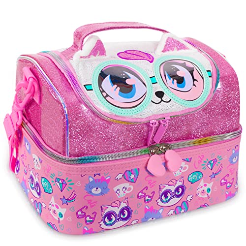 YOYTOO Kids Double Decker Cooler Insulated Lunch Bag, Back to School Large Meal Tote for Boys, Girls, Men, Women, with Adjustable Strap, Cat - Image 1