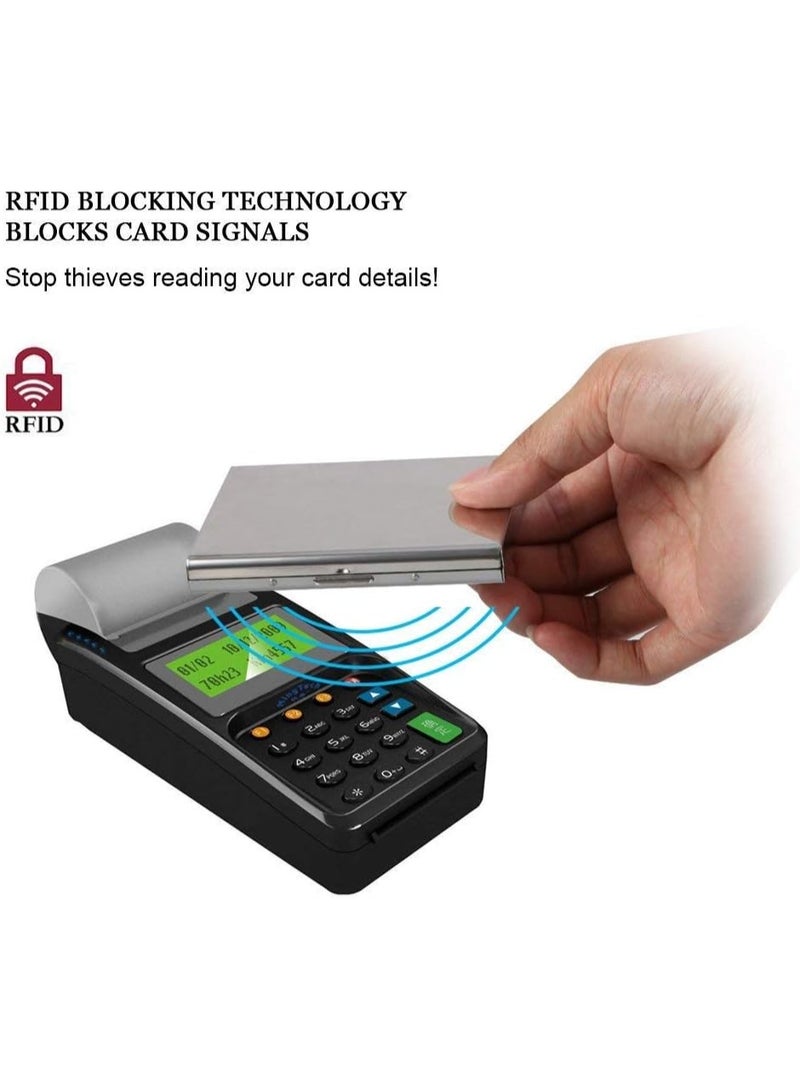 Metal Credit Card Wallet，Stainless Steel RFID Credit Card Holder, Metal Credit Card Case Protector Wallet for Women or Men with 6 PVC Slots (Silver, 1 Pack) - Image 5