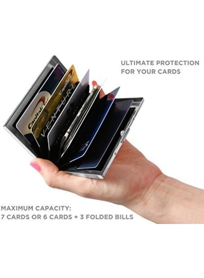 Metal Credit Card Wallet，Stainless Steel RFID Credit Card Holder, Metal Credit Card Case Protector Wallet for Women or Men with 6 PVC Slots (Silver, 1 Pack) - Image 4