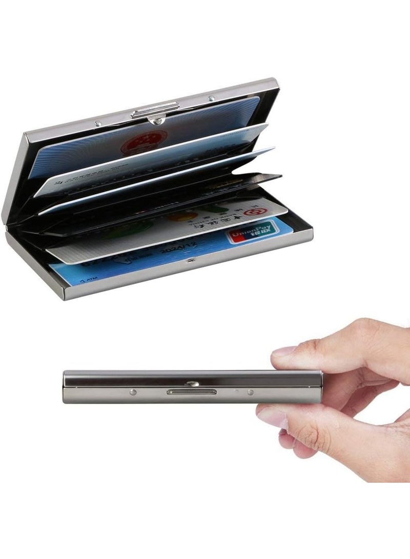 Metal Credit Card Wallet，Stainless Steel RFID Credit Card Holder, Metal Credit Card Case Protector Wallet for Women or Men with 6 PVC Slots (Silver, 1 Pack) - Image 2
