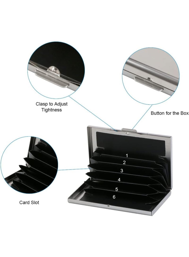 Metal Credit Card Wallet，Stainless Steel RFID Credit Card Holder, Metal Credit Card Case Protector Wallet for Women or Men with 6 PVC Slots (Silver, 1 Pack) - Image 3