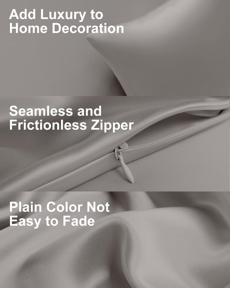 THXSILK Set of 2 100% Mulberry Silk Pillowcases for Hair and Skin, 22 Momme Natural Silk Pillow Cover with Hidden Zipper, Soft Breathable Smooth Organic Silk Pillowcases(Grey, Queen Size 20"x30") - Image 5